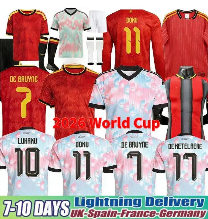 2026 Belgium World Cup Soccer Jerseys DE BRUYNE R. LUKAKU E. HAZARD 25 26 MERTEN - SitterJersey.com