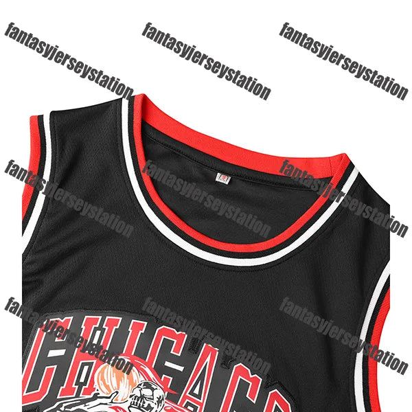 Men's Red Basketball Jerseys Chicagoes 23 Black Hip Hop Fashion Embroidered Stit - SitterJersey.com