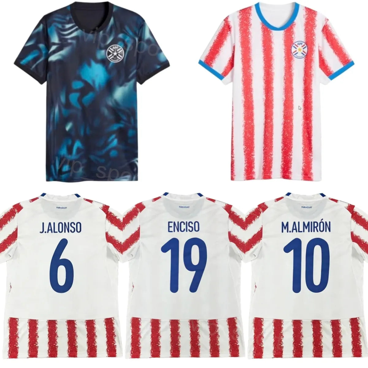 2026 Paraguay Mens Soccer Jerseys M. ALMIRON M. VILLASANTI J. ALONSO ENCISO Home - SitterJersey.com