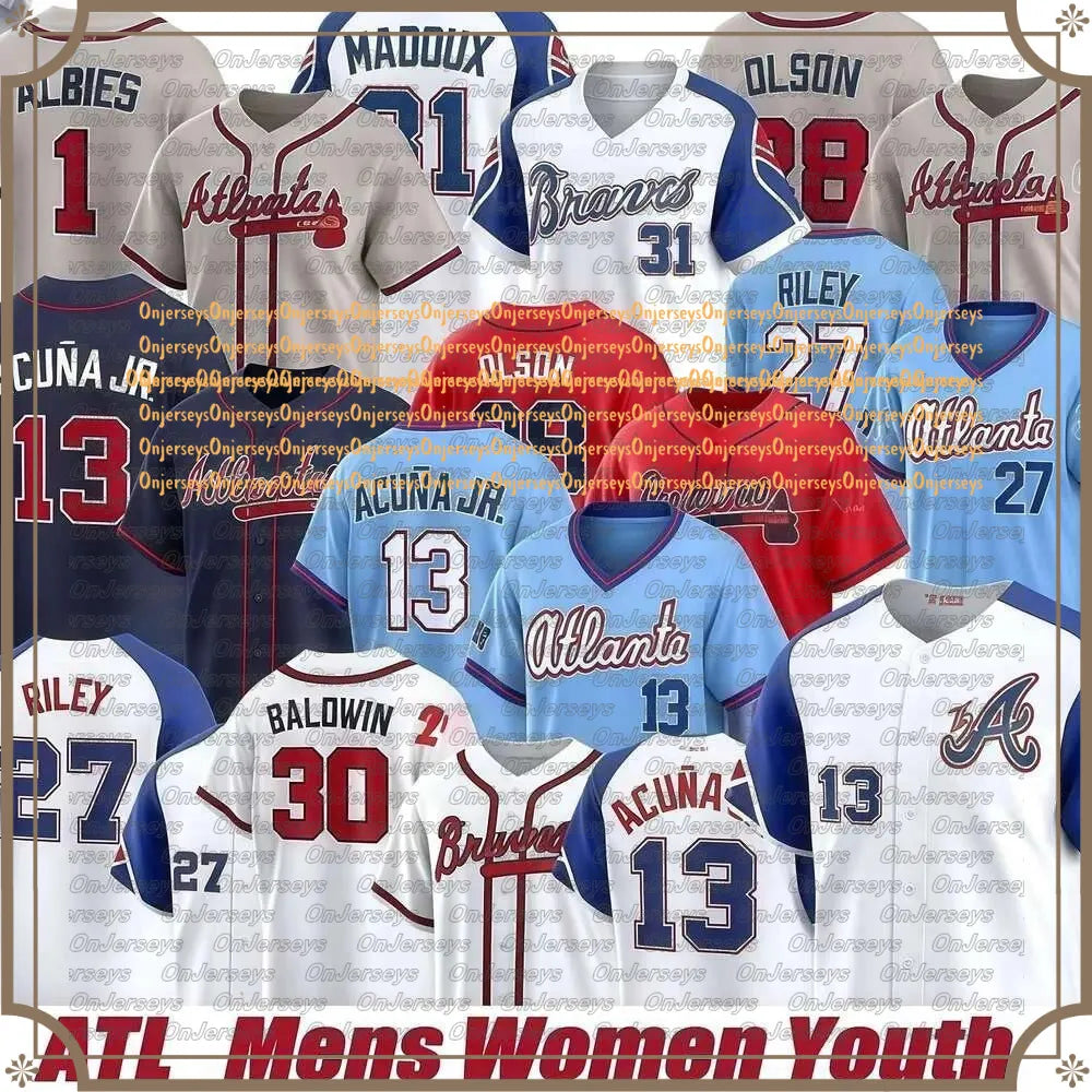 Atlantas braves Ronald Acuna Jr. Jerseys Ozzie Albies Chris Sale Austin Riley Ma - SitterJersey.com
