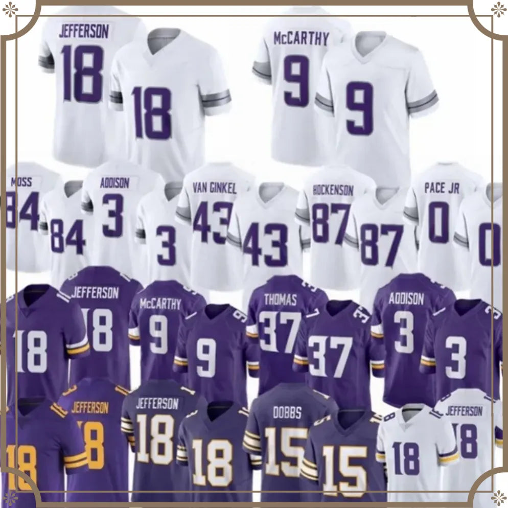 MinnesotaS J.J. McCarthy Addison Justin Jefferson VikingsSJersey Hockenson Kyler - SitterJersey.com