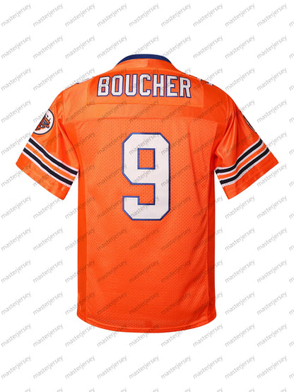 Youth/Kids #9 BOUCHER Orange Loose Breathable American Football Jerseys Embroide - SitterJersey.com