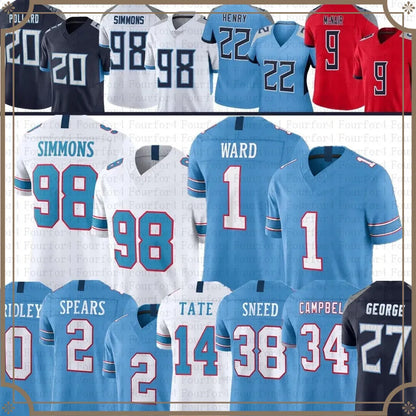 Cam Ward Ridley Carnell Tate Football Jersey Jeffery Simmons Tyjae Spears Steve  - SitterJersey.com