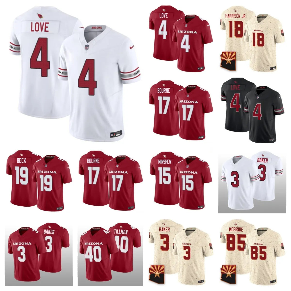 Kyler Murray Marvin Harrison Jr. Football Jerseys Trey McBride Budda Baker JJ Wa - SitterJersey.com