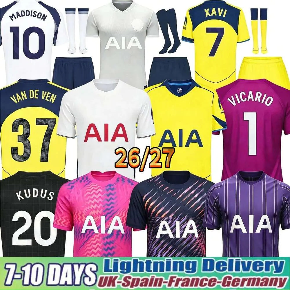 25 26 27 tottenham 1901 125th Anniversary XAVI Season SOLANKE GALLAGHER KUDUS MA - SitterJersey.com
