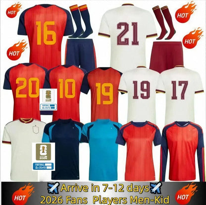 World Cup Spain Soccer Jersey 2026 Spain World Cup LAMINE YAMAL Soccer Jerseys WILLIAMS JR MORATA FABIAN JOSELU OLMO Spanish Espana 26 27 Football Shirt RODRIGO PEDRI CARVAJAL Kids Kit - SitterJersey.com