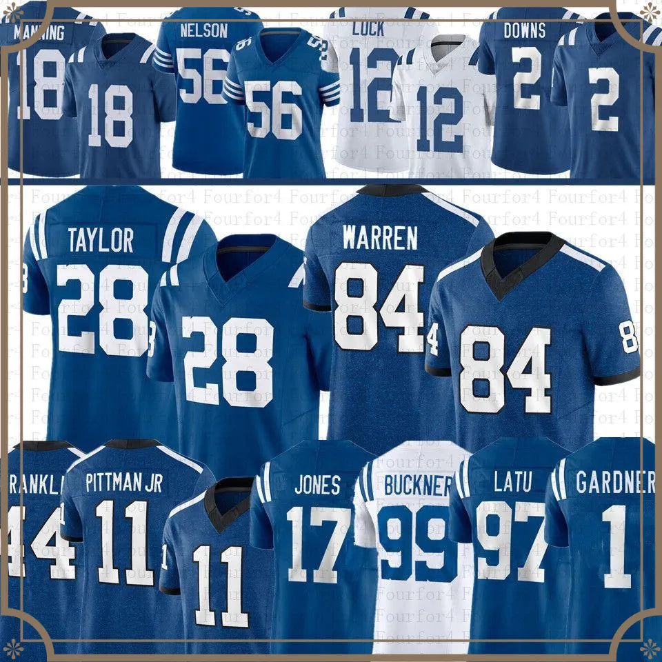 Tyler Warren Daniel Jones Football Jersey Jonathan Taylor Ahmad Sauce Gardner Ri - SitterJersey.com
