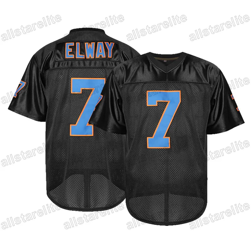 Men's #7 ELWAY Breathable V-Neck Football Jersey Orange Black, Perfect for Train - SitterJersey.com