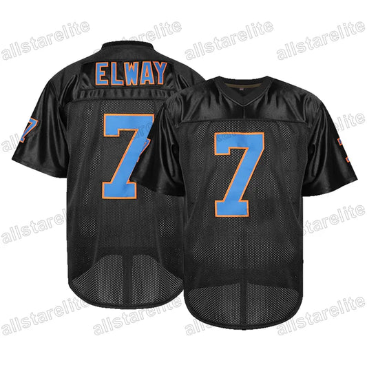 Men's #7 ELWAY Breathable V-Neck Football Jersey Orange Black, Perfect for Train - SitterJersey.com