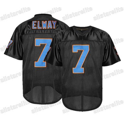 Men's #7 ELWAY Breathable V-Neck Football Jersey Orange Black, Perfect for Train - SitterJersey.com