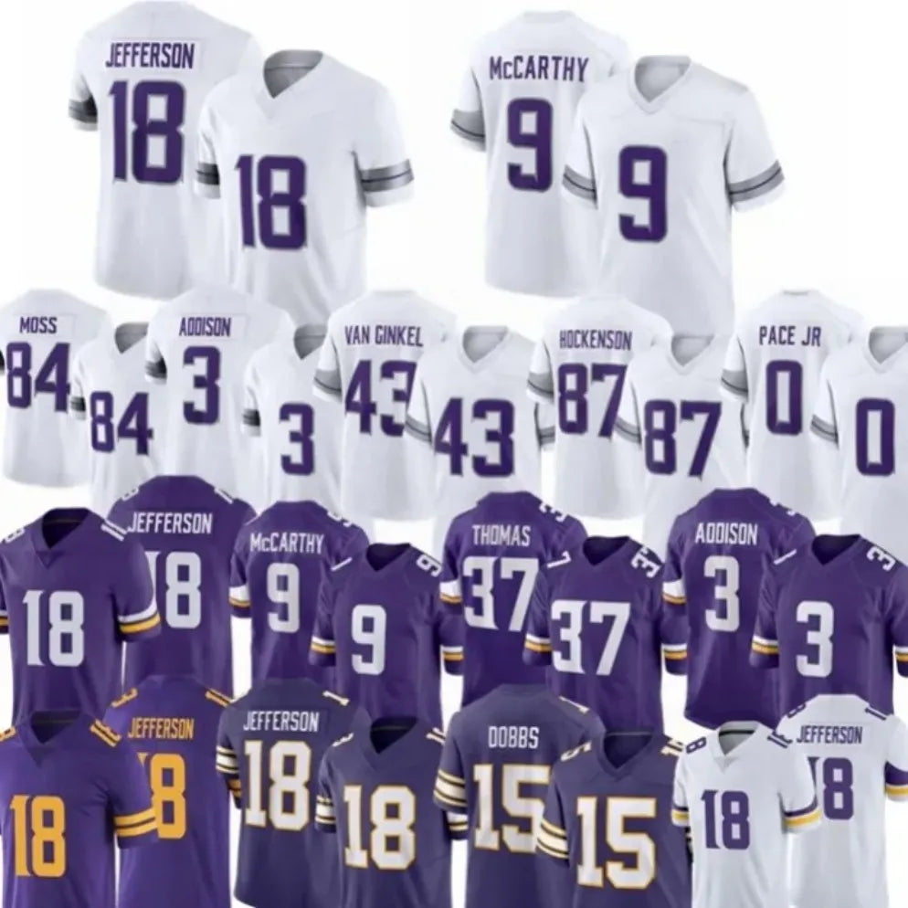 MinnesotaS J.J. McCarthy Addison Justin Jefferson VikingsSJersey Hockenson Kyler - SitterJersey.com