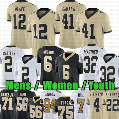 Alvin Kamara Chris Olave Tyler Shough Football Jersey Rashid Shaheed Spencer Rat - SitterJersey.com