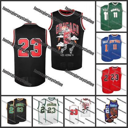 Men's Red Basketball Jerseys Chicagoes 23 Black Hip Hop Fashion Embroidered Stit - SitterJersey.com