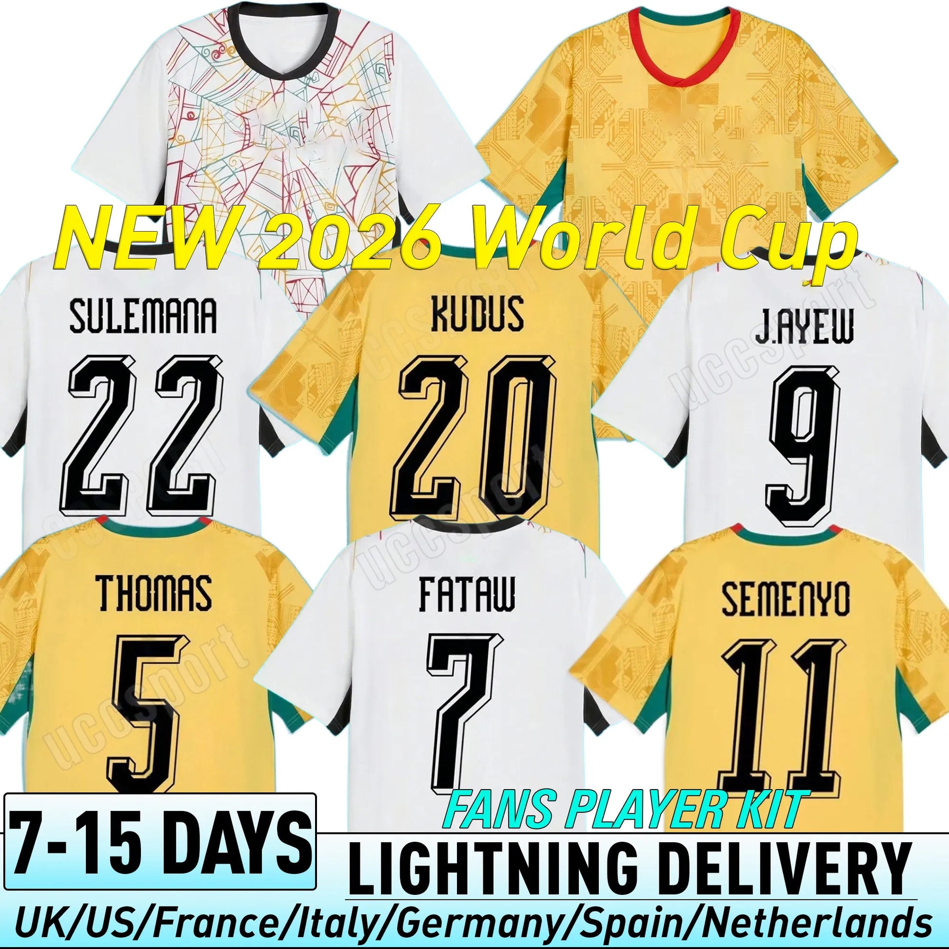 2026 2027 Ghana national football team Soccer Jerseys 25 26 27 J.AYEW A.FATAWU E - SitterJersey.com