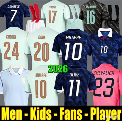 France Football Jersey 2026 France Jersey World Cup 2026 French Soccer Jerseys MBAPPE DEMBELE EKITIKE Olise Kids National Team Retro Football Tops Shirt Maillot De Foot ZIDANE HENRY - SitterJersey.com