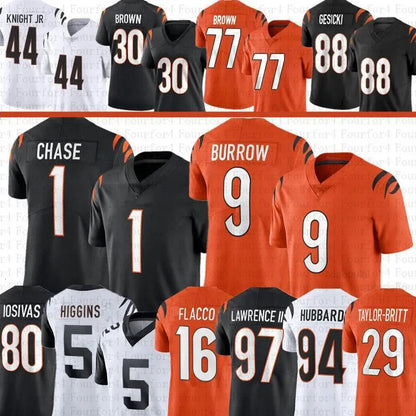 Joe Burrow JaMarr Chase Football Jersey Dexter Lawrence II Joe Flacco Tee Higgin - SitterJersey.com