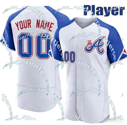 AtlantaBraves USA 250 Fourth of July Stadium Jersey Ronald Acuna Jr. Austin Rile - SitterJersey.com