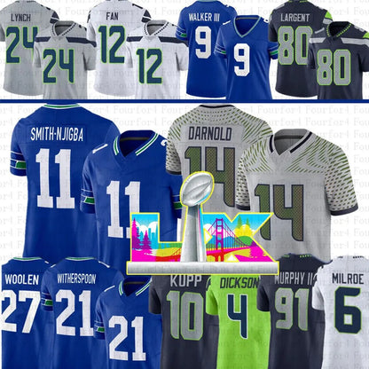 Sam Darnold Jaxon Smith-Njigba Football Jersey Cooper Kupp Jalen Milroe AJ Barne - SitterJersey.com