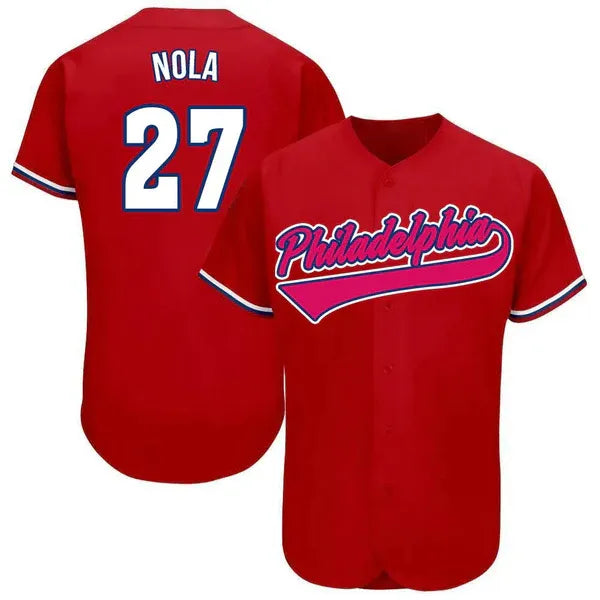 3 Harper 2024 Jerseys Turner Realmuto Nola Red Schwarber Castellanos Custom Jere - SitterJersey.com