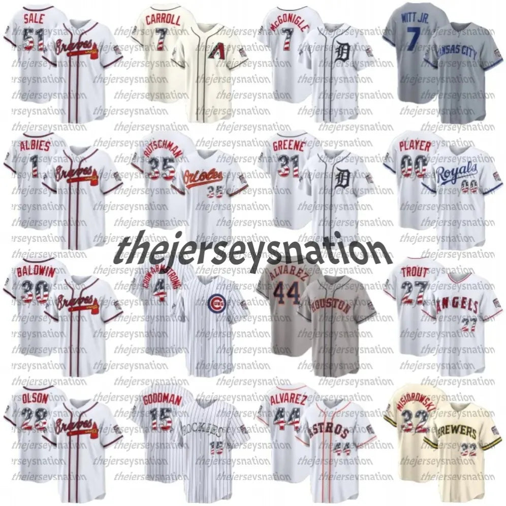 All-Star USA250 250th Ronald Acuna Jr. Braves Baseball Jersey 1 Ozzie Albies Spe - SitterJersey.com