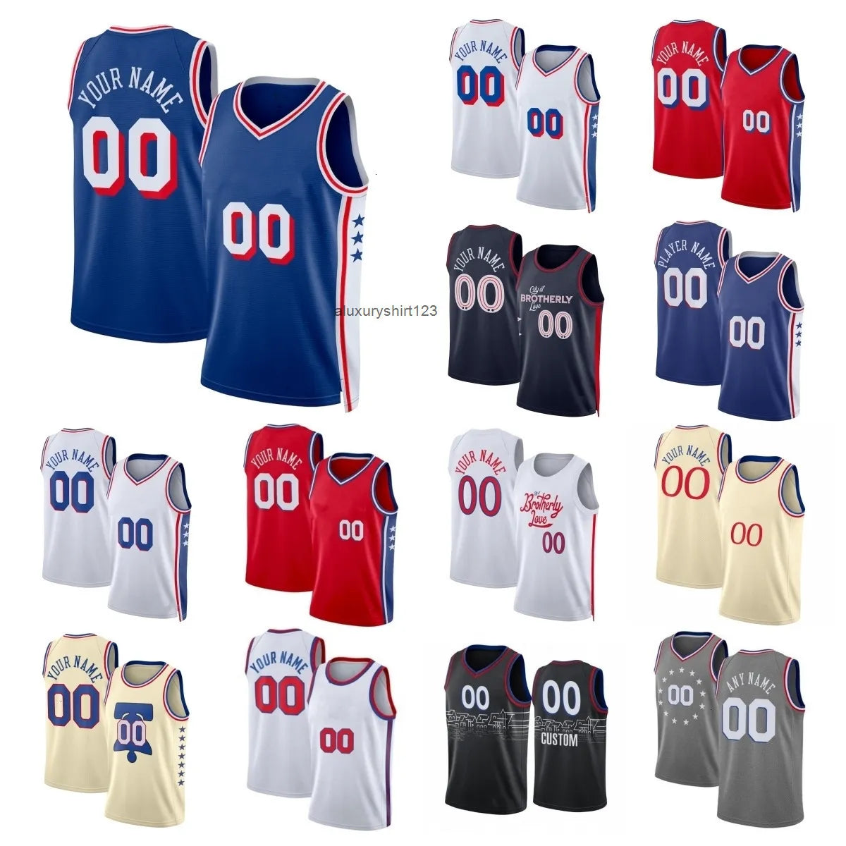 0 Maxey 2025 Basketball Jersey Iverson Embiid McCain George Harden Lowry Drummon - SitterJersey.com