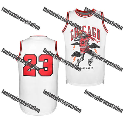 Men's Red Basketball Jerseys Chicagoes 23 Black Hip Hop Fashion Embroidered Stit - SitterJersey.com