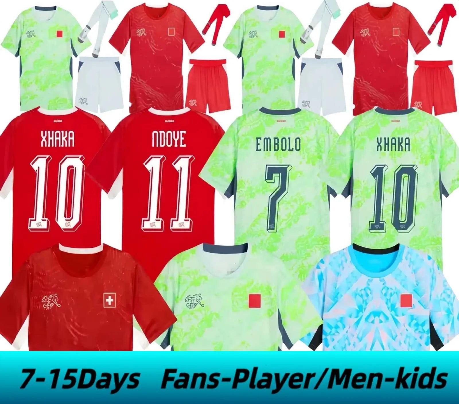 Switzerland National Team World Cup Soccer Jerseys ELVEDI AKANJI ZAKARIA SOW RIE - SitterJersey.com