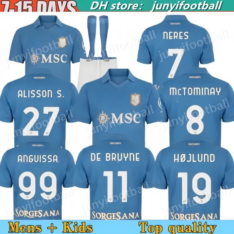 Maglia SSC Napoli jersey 26 27 football shirt kit Kids DE BRUYNE McTominay Naple - SitterJersey.com