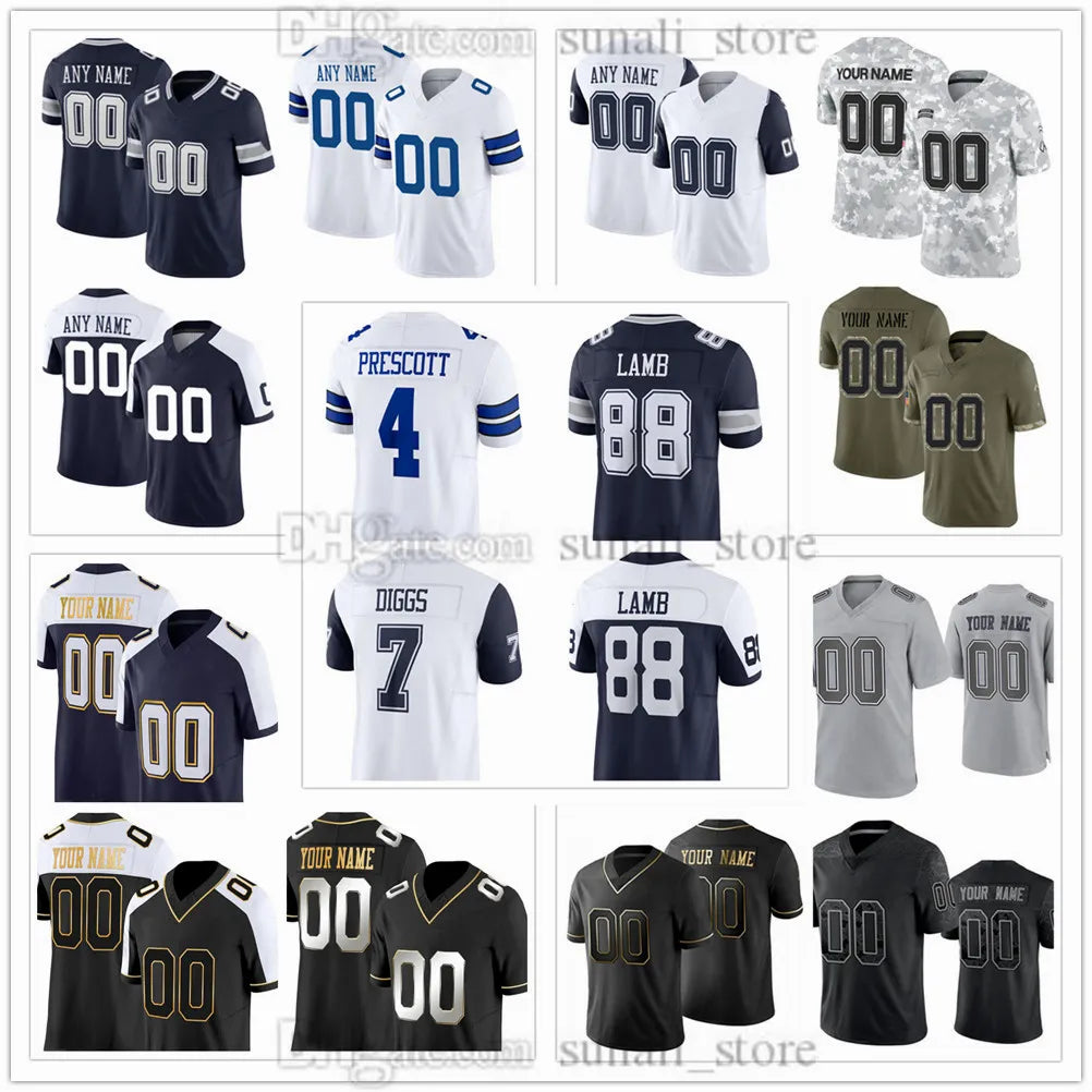88 Lamb Parsons Prescott Diggs Aubrey 2024 Football Jerseys Ferguson Rush Stauba - SitterJersey.com