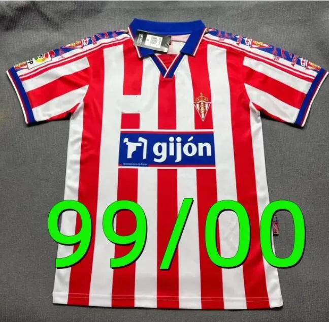 4XL 26 27 Sporting de Gijon Soccer Jerseys 84 86 94 95 96 01 02 08 Retro David V - SitterJersey.com