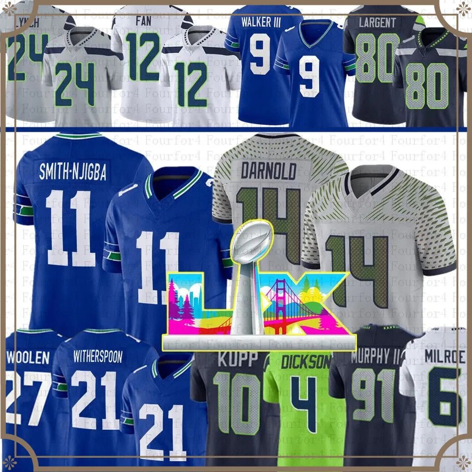Sam Darnold Jaxon Smith-Njigba Football Jersey Cooper Kupp Jalen Milroe AJ Barne - SitterJersey.com