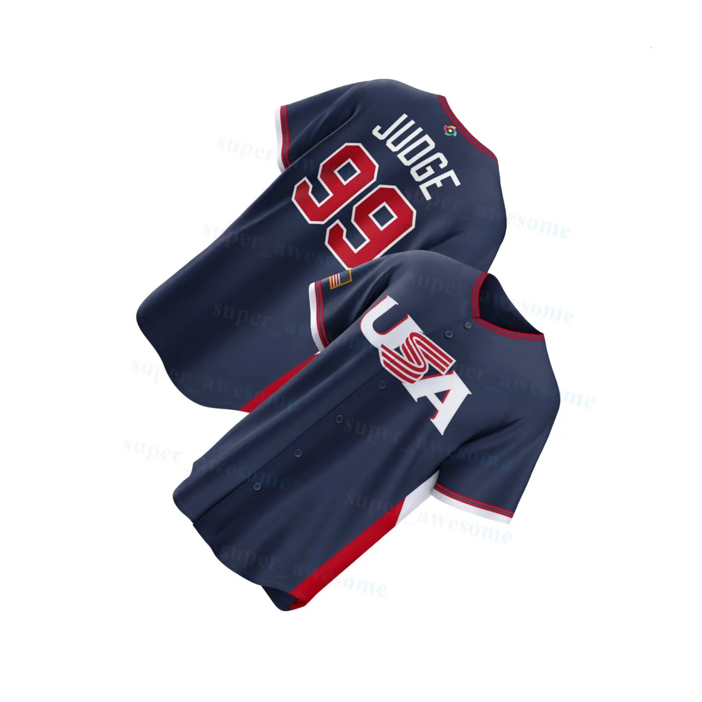 Team USA Baseball Jersey Aaron Judge Paul Skenes Bobby Witt Jr Kyle Schwarber Ca - SitterJersey.com