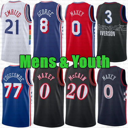 0 Maxey 2025 Basketball Jersey Iverson Embiid McCain George Harden Lowry Drummon - SitterJersey.com