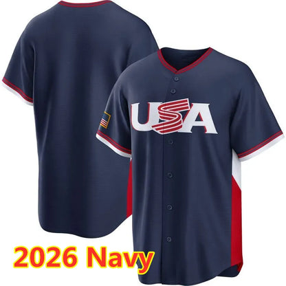 2025 2026 WBC USA Team Baseball Jersey Aaron Judge Bryce Harper Mookie Betts Bob - SitterJersey.com