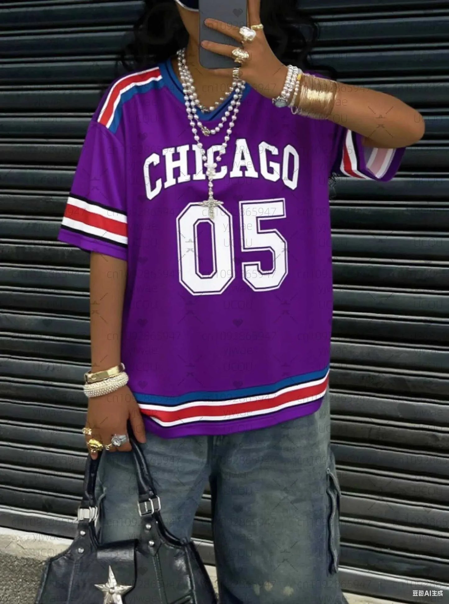 Mens VAUGHN #99 Embroidered V-Neck Shirt - Relaxed Fit, Short Sleeve Button-Up,  - SitterJersey.com