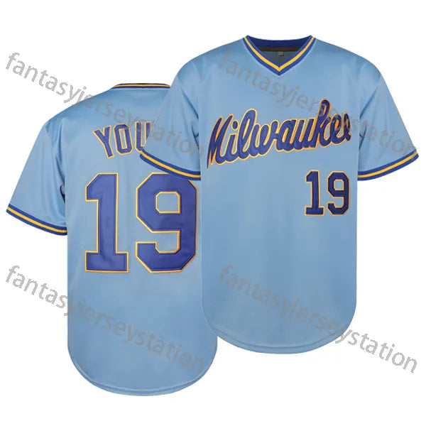 27 blue mens baseball jersey embroidered guerrerd jr vneck polyester sports top  - SitterJersey.com