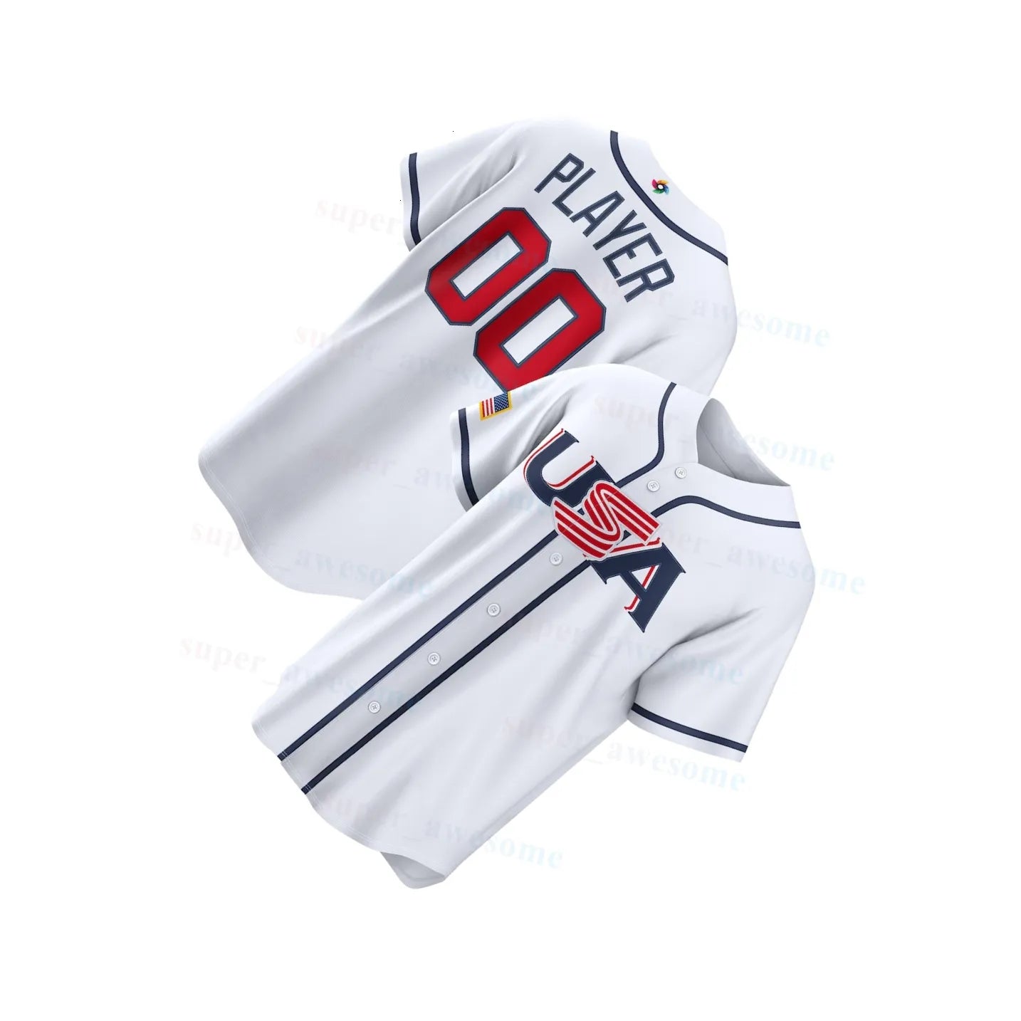 Team USA Baseball Jersey Aaron Judge Paul Skenes Bobby Witt Jr Kyle Schwarber Ca - SitterJersey.com