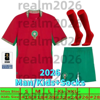 25 26 Morocco Soccer T Shirt NO10 Brahim HAKIMI ZIYECH Player Youth Sport Footba - SitterJersey.com