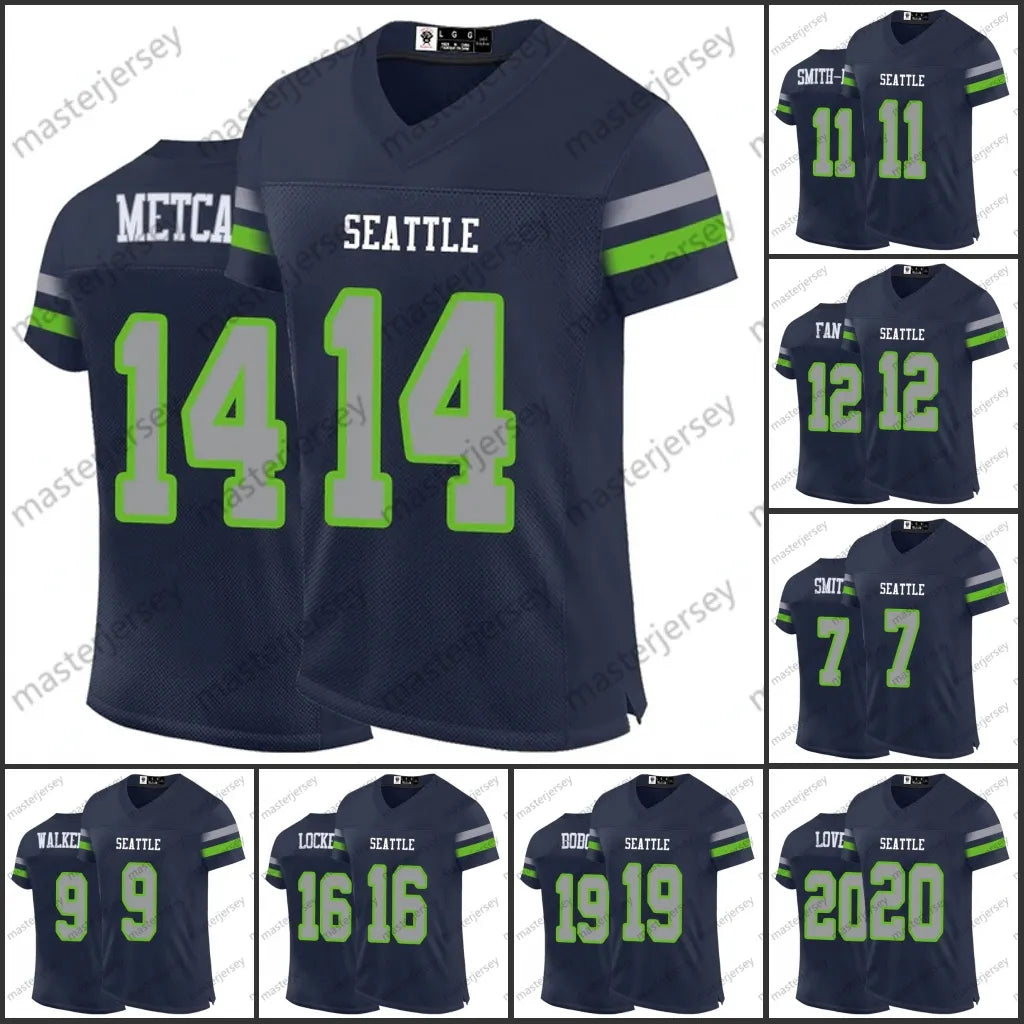 14 Metcalf Football Jerseys Lockett Walker III Smith-Njigba Custom All Stitched  - SitterJersey.com