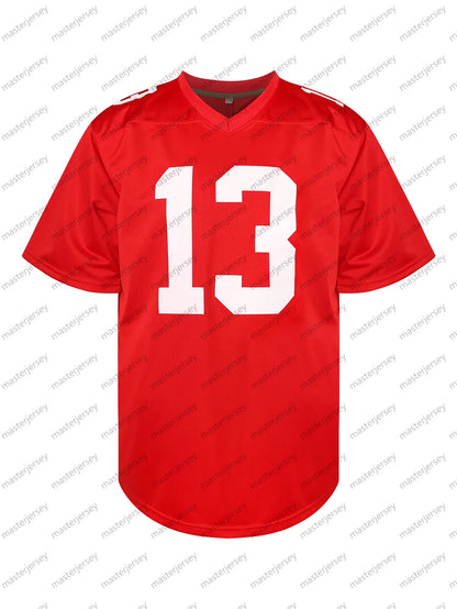 #13 PURDY Comfy V-Neck Football Jerseys Men Mesh Embroidery for Training and Com - SitterJersey.com