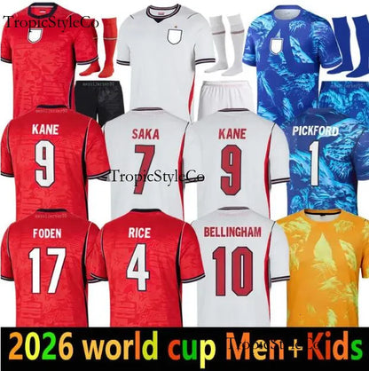 England Football Kit 2026 England World Cup 2026 Football Shirt Soccer Jerseys KANE BELLINGHAM EZE SAKA PALMER RICE FODEN Kids Mens Women 26 27 Kit - SitterJersey.com