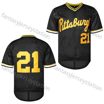 in stock mens polyester 21 black baseball jersey vneck polyester adult unisex cl - SitterJersey.com
