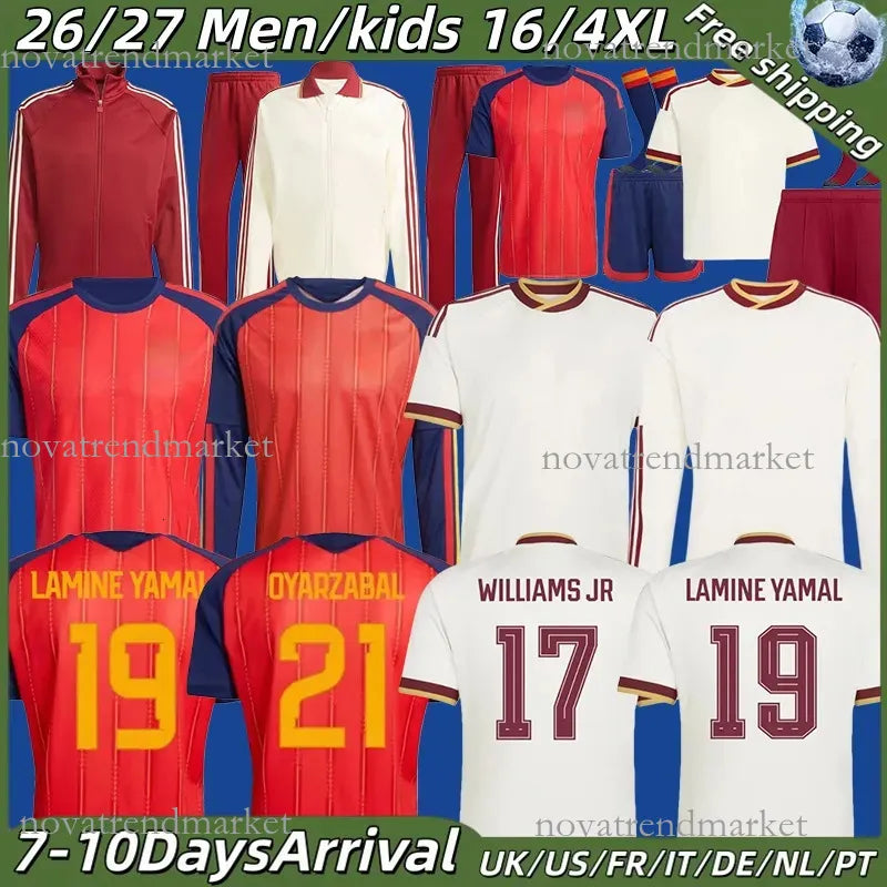 World Cup Spain Soccer Jersey 2026 Spain World Cup LAMINE YAMAL Soccer Jerseys WILLIAMS JR MORATA FABIAN JOSELU OLMO Spanish Espana 26 27 Football Shirt RODRIGO PEDRI CARVAJAL Kids Kit - SitterJersey.com