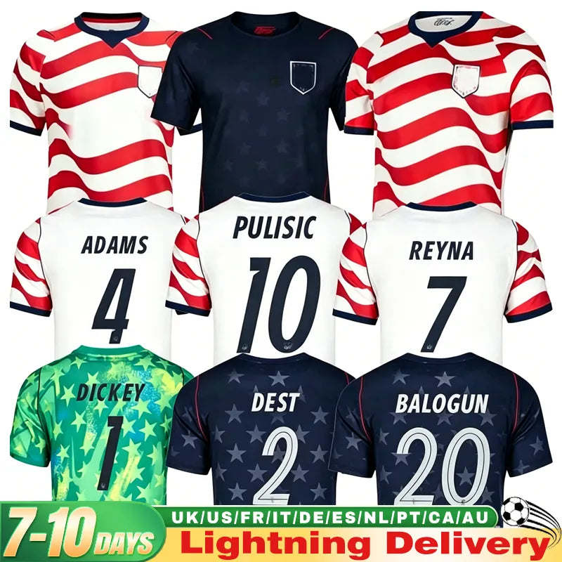USA world cup 2026 soccer jerseys PULISIC REYNA fans players BALOGUN DEST ADAMS  - SitterJersey.com