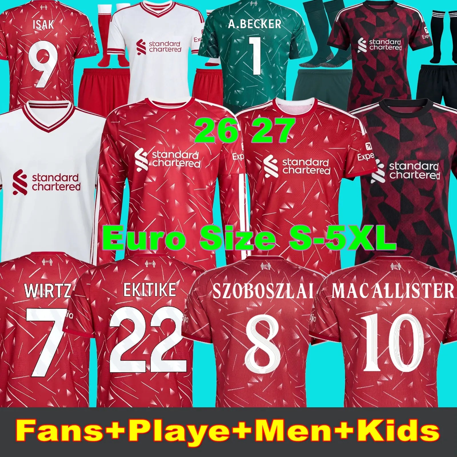 26 27 Liverpool ISAK DIOGO JOTA WIRTZ FRIMPONG KERKEZ MAC ALLISTER EKITIKE Szobo - SitterJersey.com