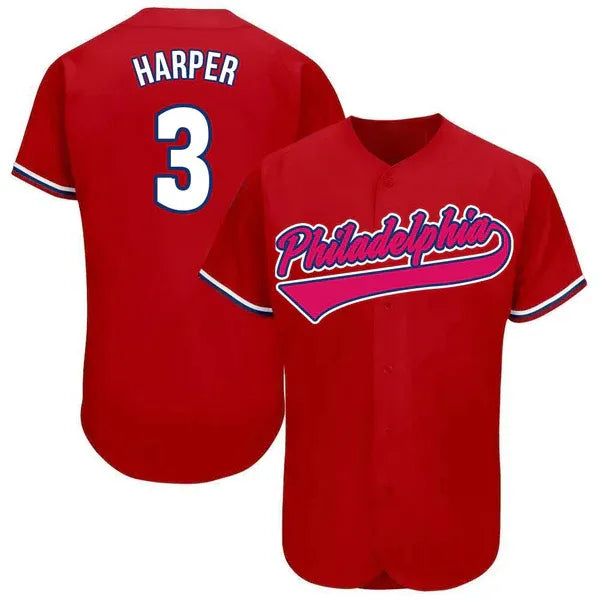 3 Harper 2024 Jerseys Turner Realmuto Nola Red Schwarber Castellanos Custom Jere - SitterJersey.com