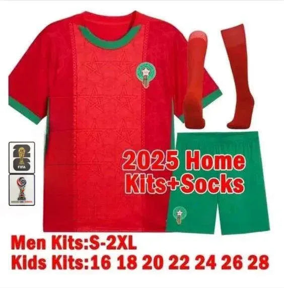 25 26 Morocco Soccer T Shirt NO10 Brahim HAKIMI ZIYECH Player Youth Sport Footba - SitterJersey.com