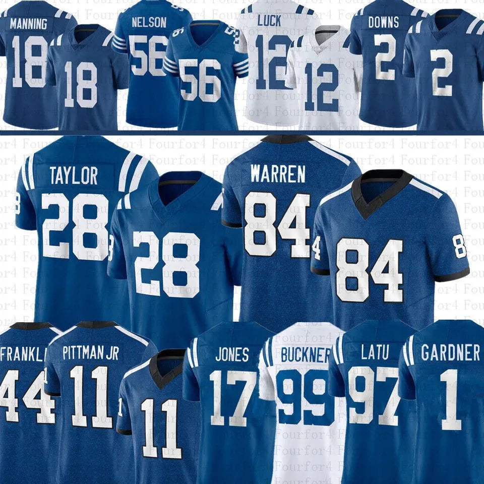 Tyler Warren Daniel Jones Football Jersey Jonathan Taylor Ahmad Sauce Gardner Ri - SitterJersey.com