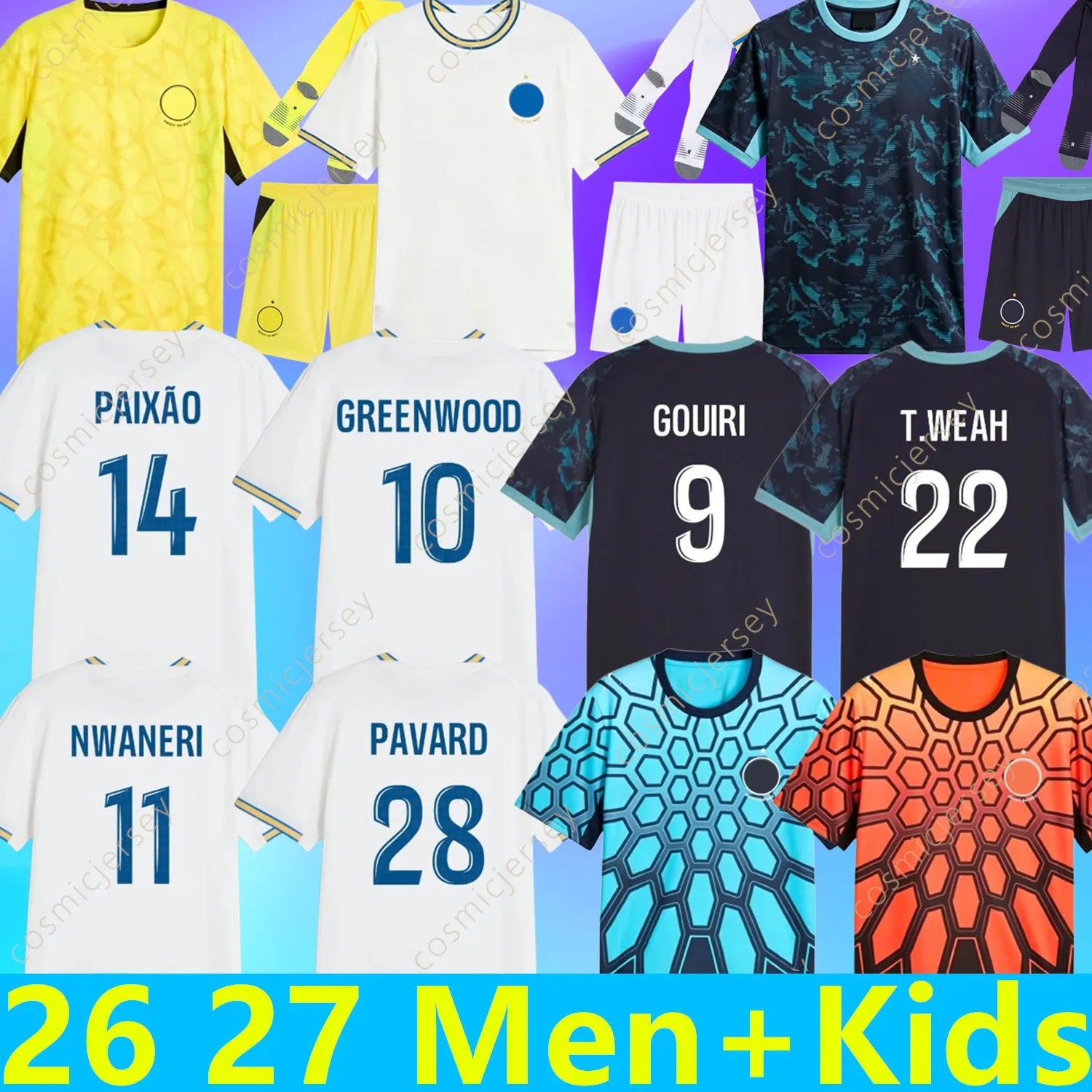 25 26 27 maillot de foot GREENWOOD marseille jersey soccer PAVARD MEDINA PAIxao  - SitterJersey.com