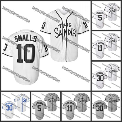 The Sandlot Baseball Jersey 10 White SMALLS Pattern Baseball Sports Tops Basebal - SitterJersey.com
